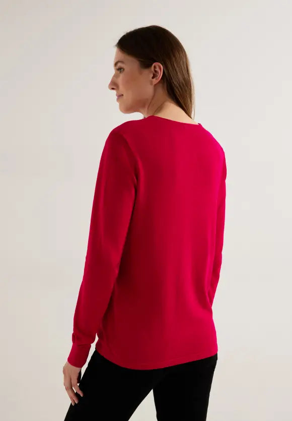 302342- Coral Basic V-neck Sweater - Cecil