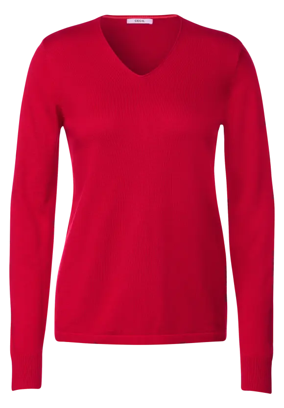 302342- Coral Basic V-neck Sweater - Cecil