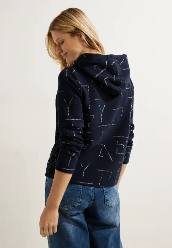 320460- Letter Design Hoodie- Navy- Cecil