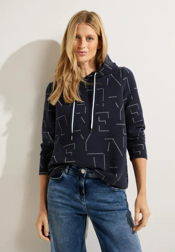 320460- Letter Design Hoodie- Navy- Cecil