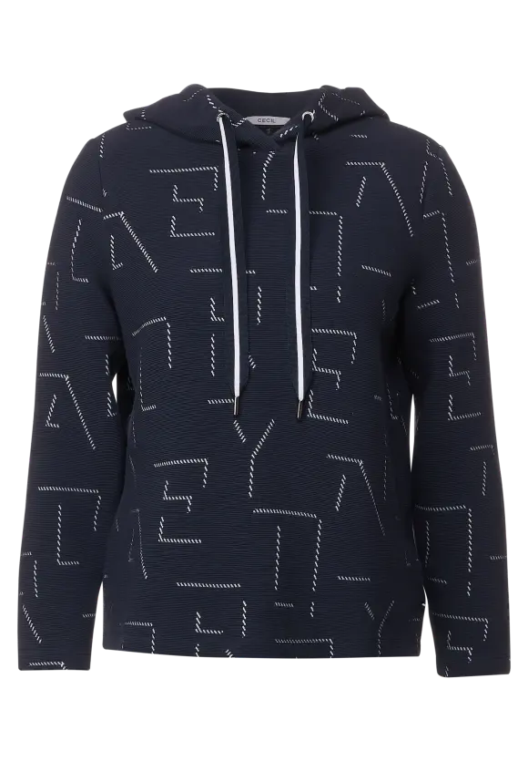 320460- Letter Design Hoodie- Navy- Cecil