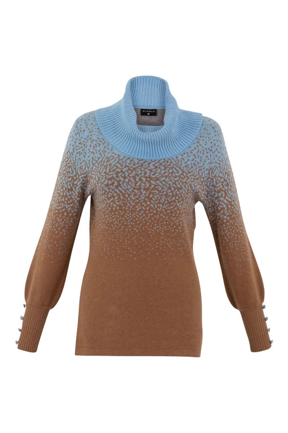 6725- Funnel Neck Speckled Jumper- Marble