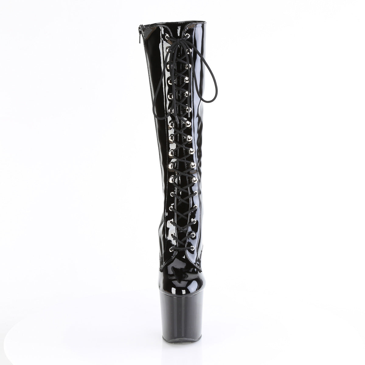 8 Inch Heelless CRAZE-2023 Black Stretch Patent