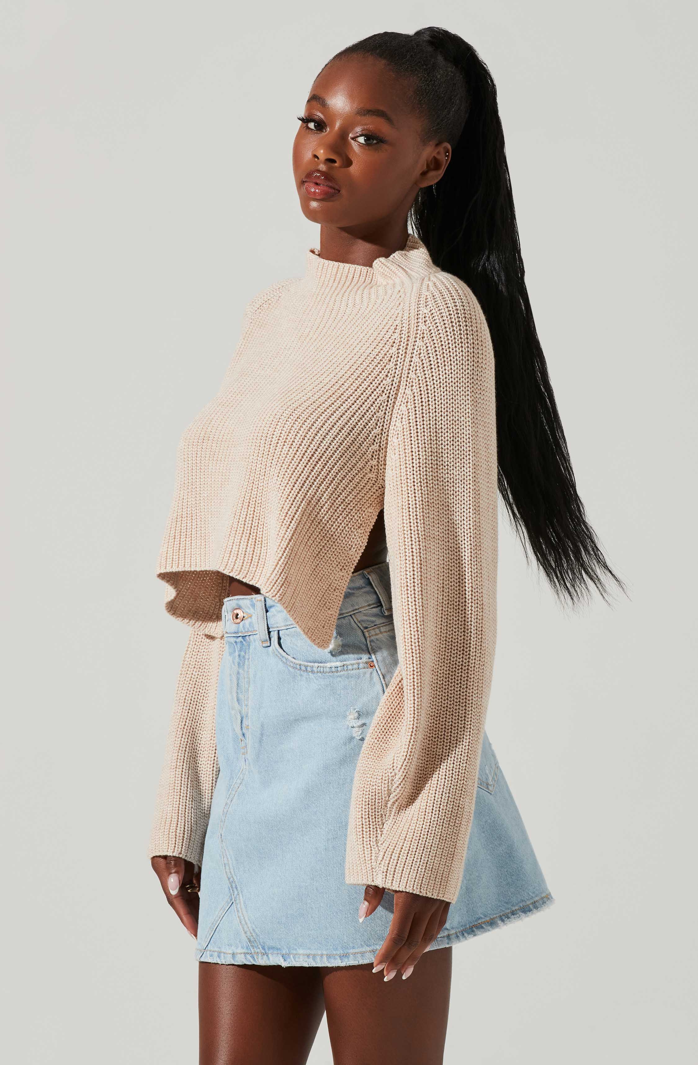 Ace Cropped Mock Neck Sweater