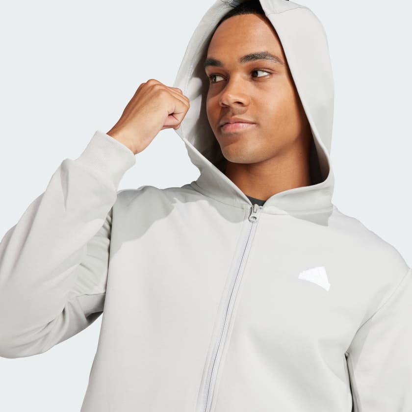 ADIDAS MEN'S FUTURE ICONS FULL ZIP GREY HOODIE