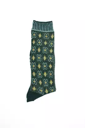 AM-776 Flower Grid Socks Green