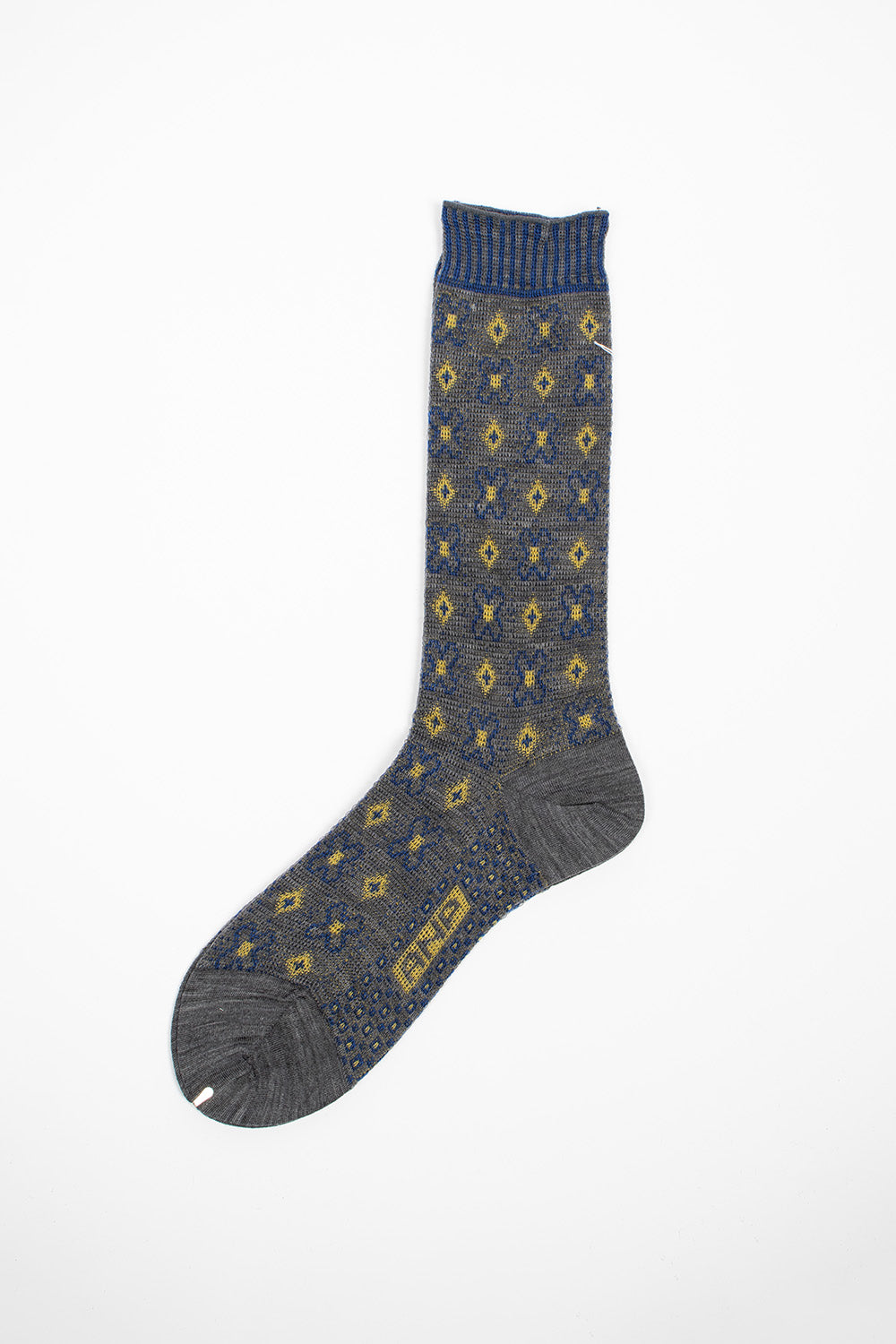 AM-776 Flower Grid Socks Grey