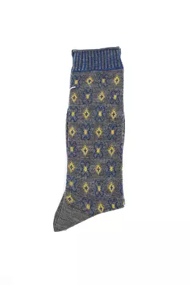 AM-776 Flower Grid Socks Grey