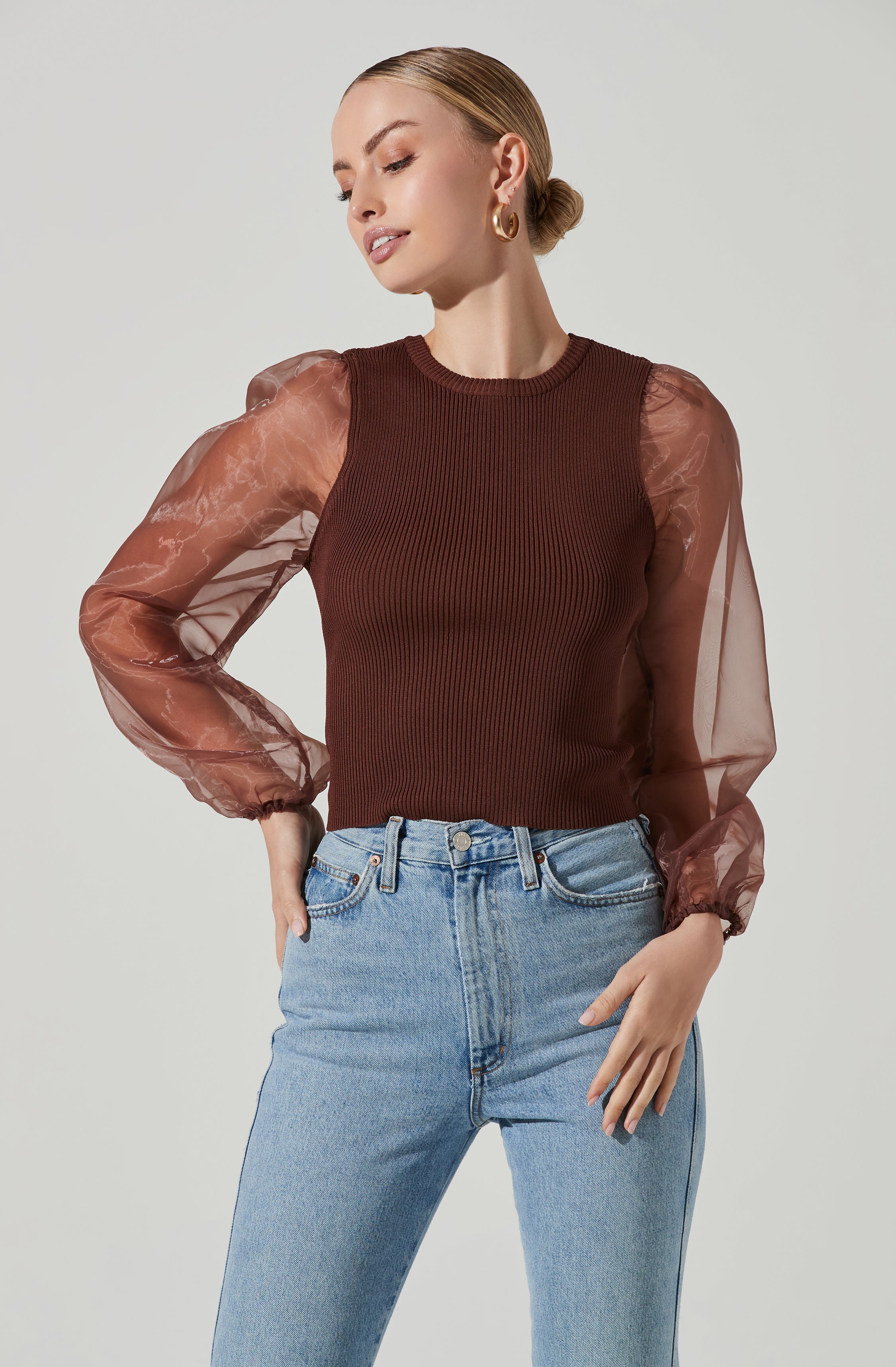 Audrina Chiffon Sleeve Sweater