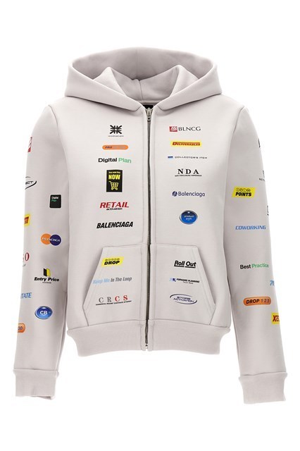 BALENCIAGA  |Business English Zip-up Hoodie Small Fit in Off White