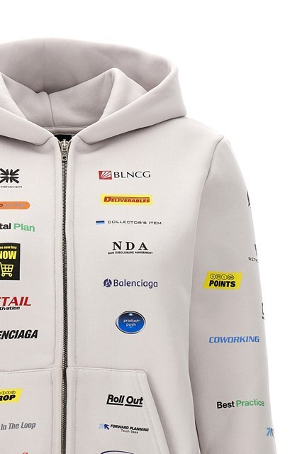 BALENCIAGA  |Business English Zip-up Hoodie Small Fit in Off White