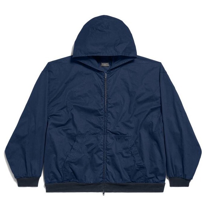 BALENCIAGA  |Men's Balenciaga Zip-up Hoodie Large Fit in Dark Blue