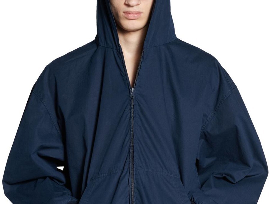 BALENCIAGA  |Men's Balenciaga Zip-up Hoodie Large Fit in Dark Blue