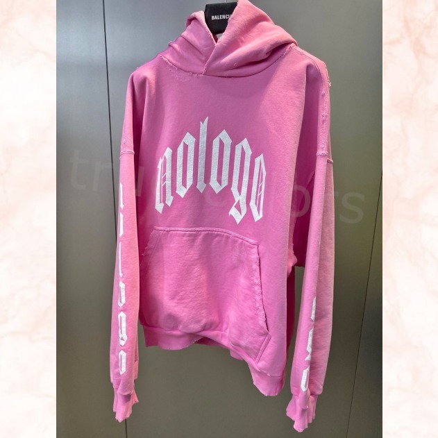 BALENCIAGA  |Nologo Hoodie Medium Fit in Light Pink