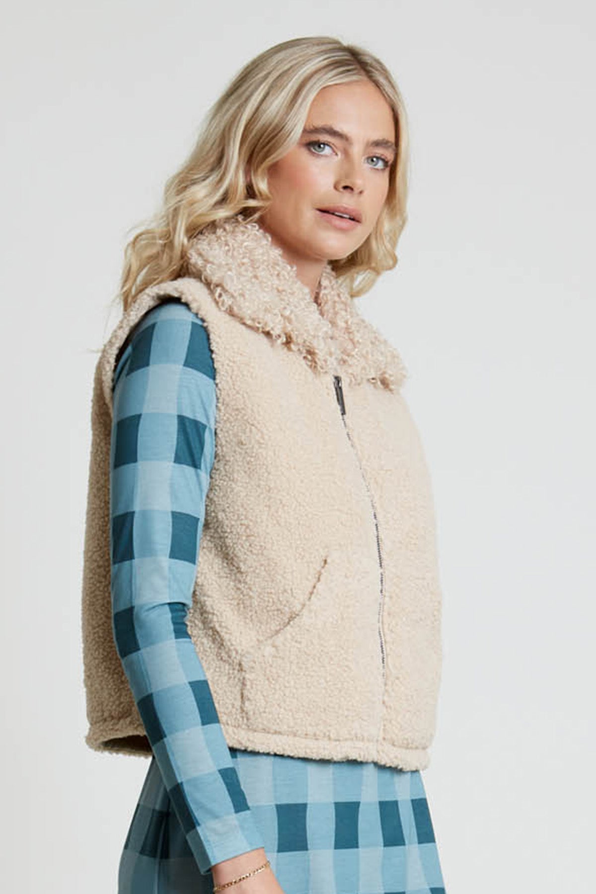 BARTI BORG GILET WITH FAUX FUR COLLAR