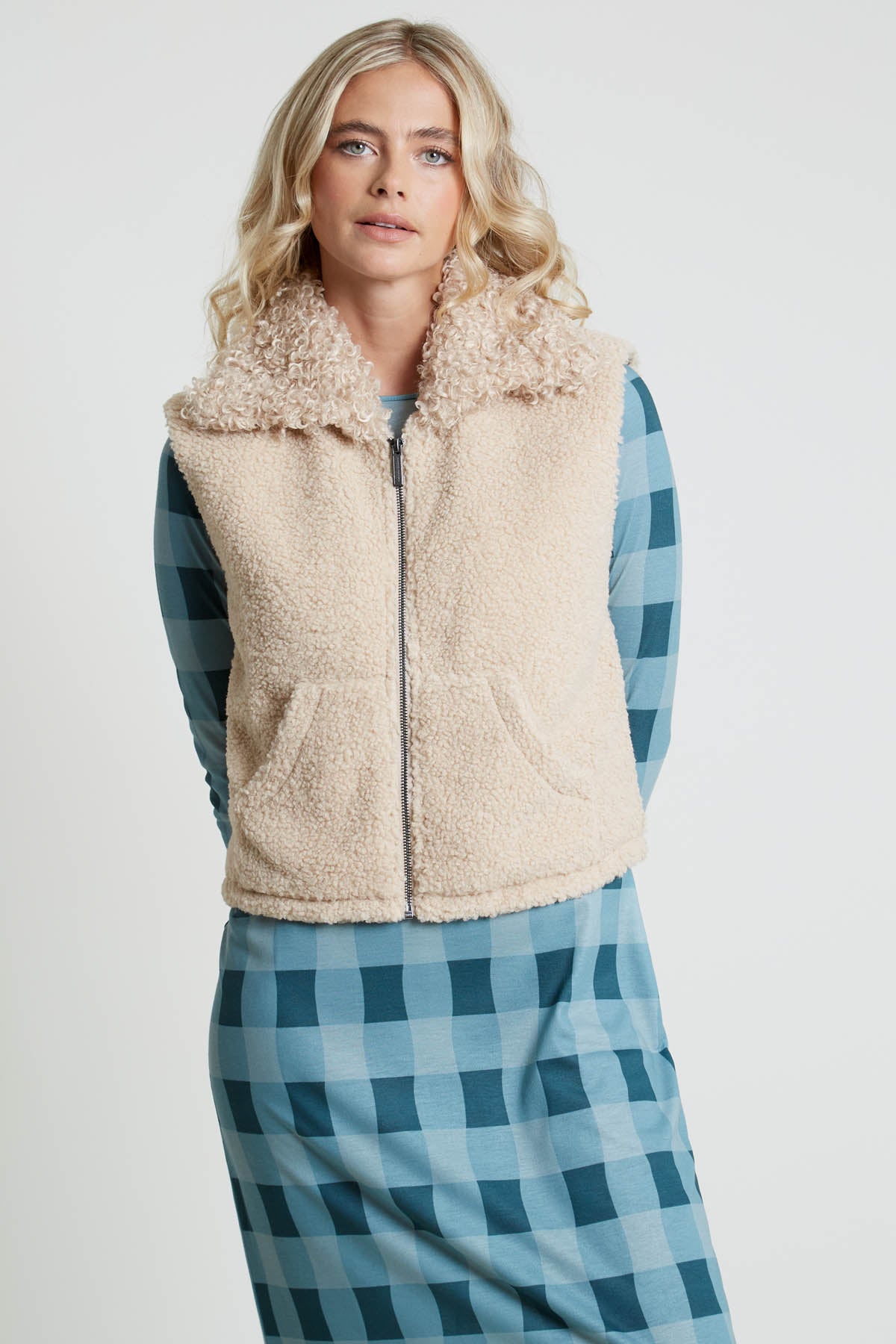 BARTI BORG GILET WITH FAUX FUR COLLAR