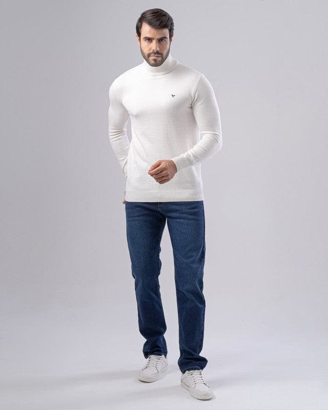 BASIC HIGH NECK SWEATER  - OFF WHITE