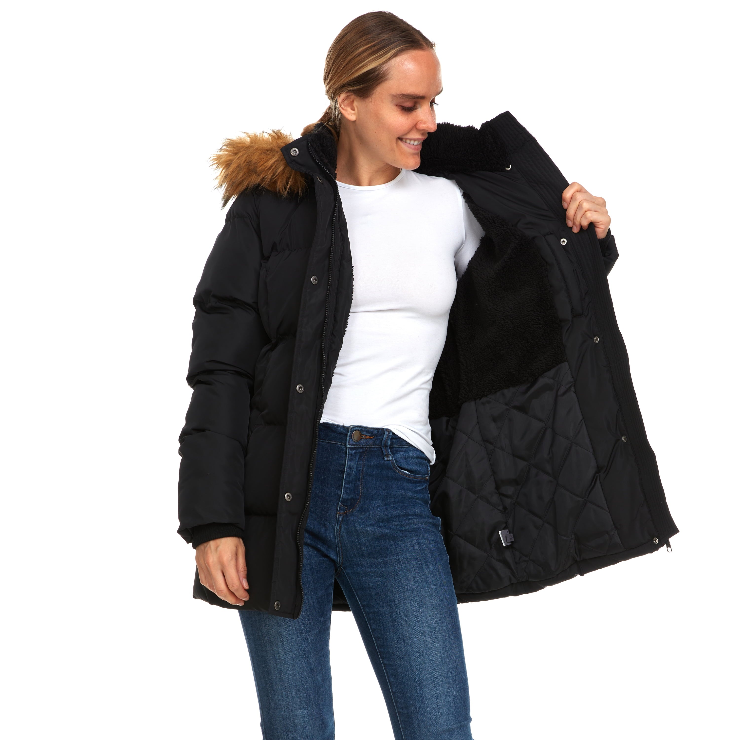 Beverly Hills Polo Club Women's Quilted Puffer Coat with Hood (Standard and Plus Size)