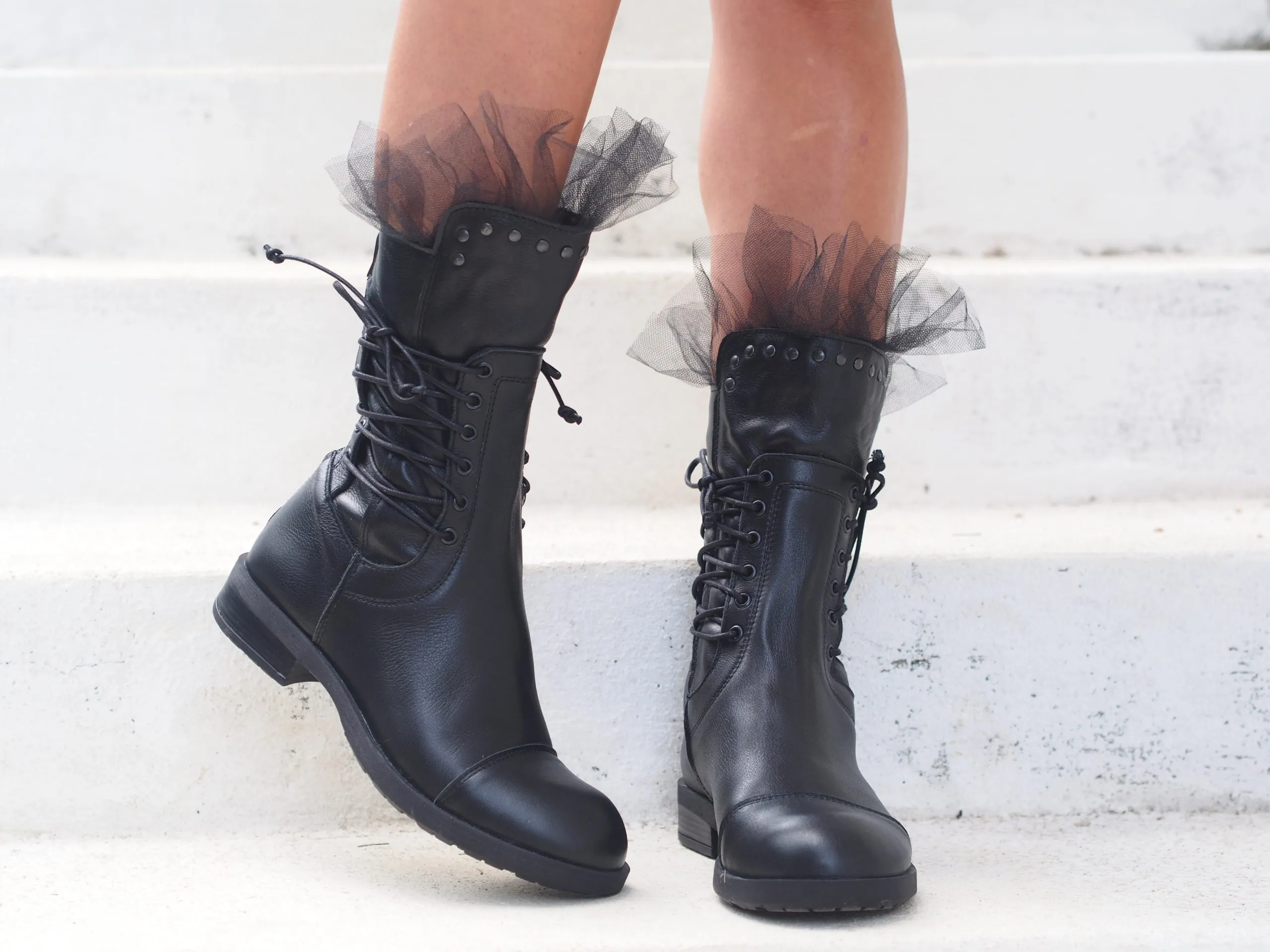 Black genuine leather boots/woman genuine leather boots/woman casual boots