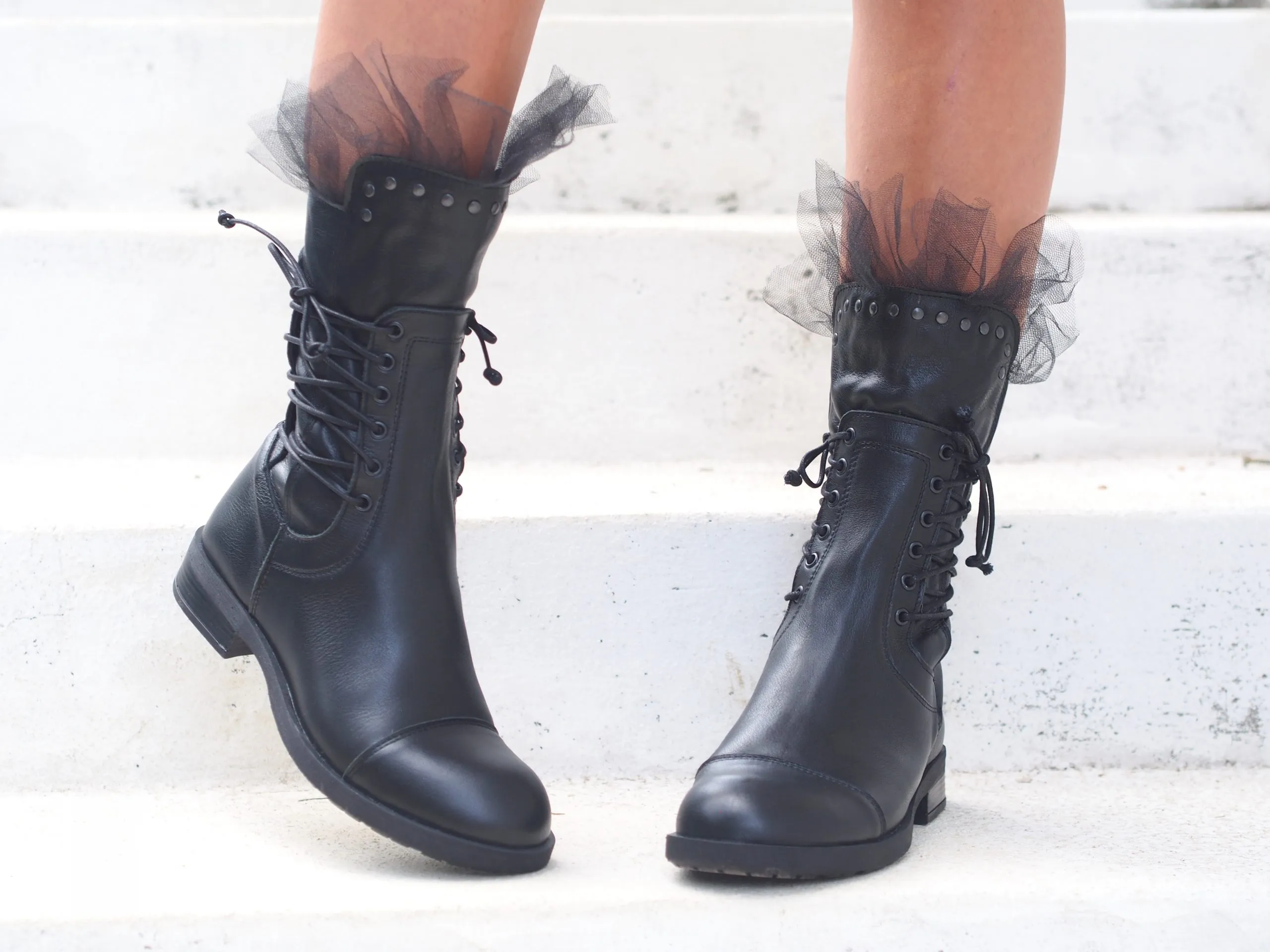 Black genuine leather boots/woman genuine leather boots/woman casual boots