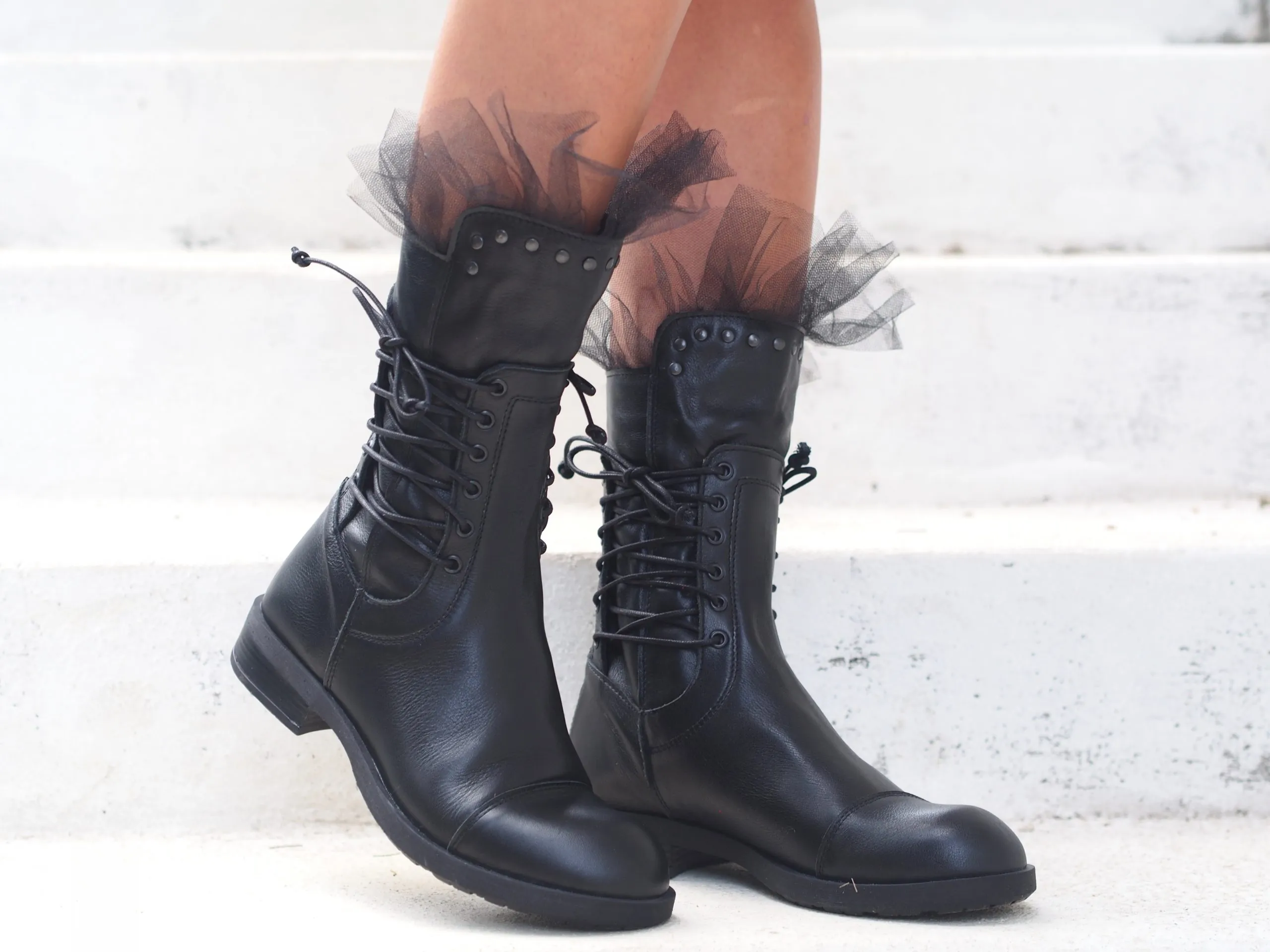 Black genuine leather boots/woman genuine leather boots/woman casual boots