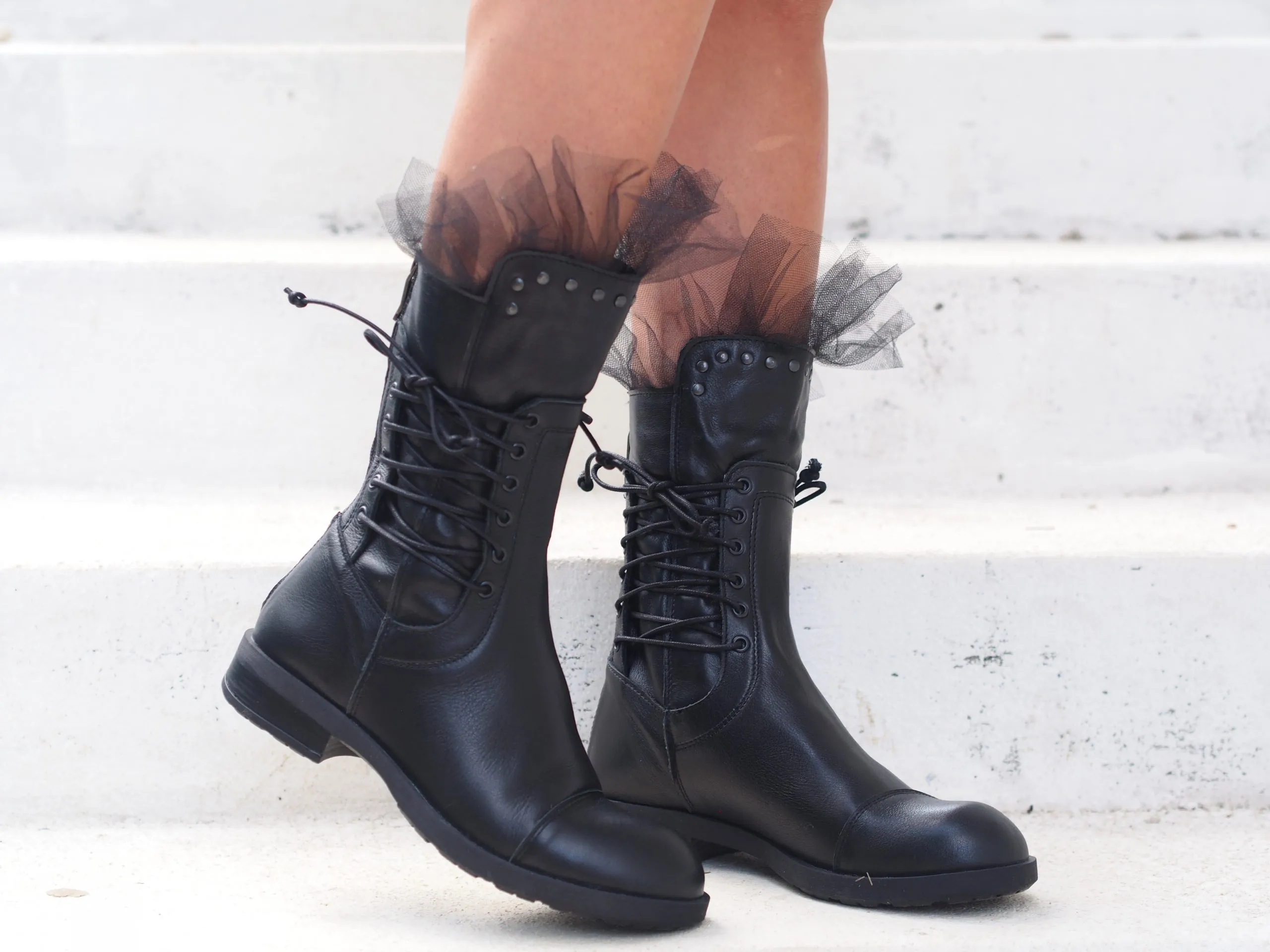 Black genuine leather boots/woman genuine leather boots/woman casual boots