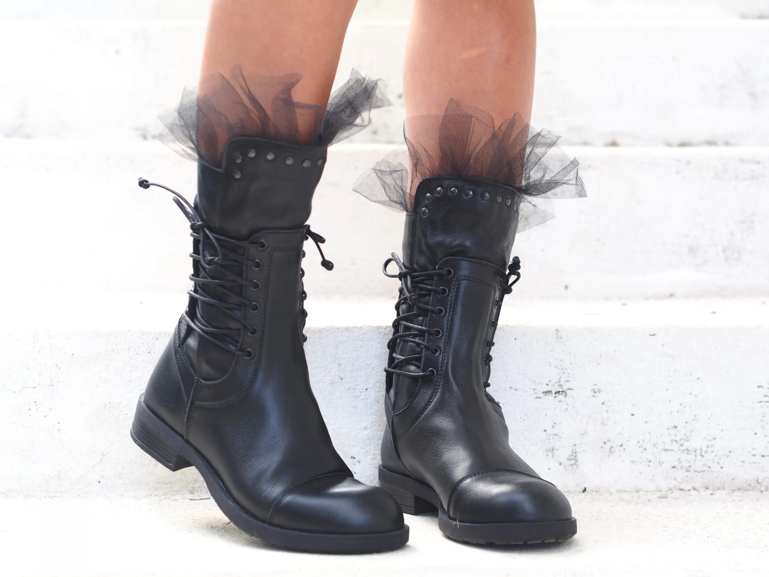 Black genuine leather boots/woman genuine leather boots/woman casual boots