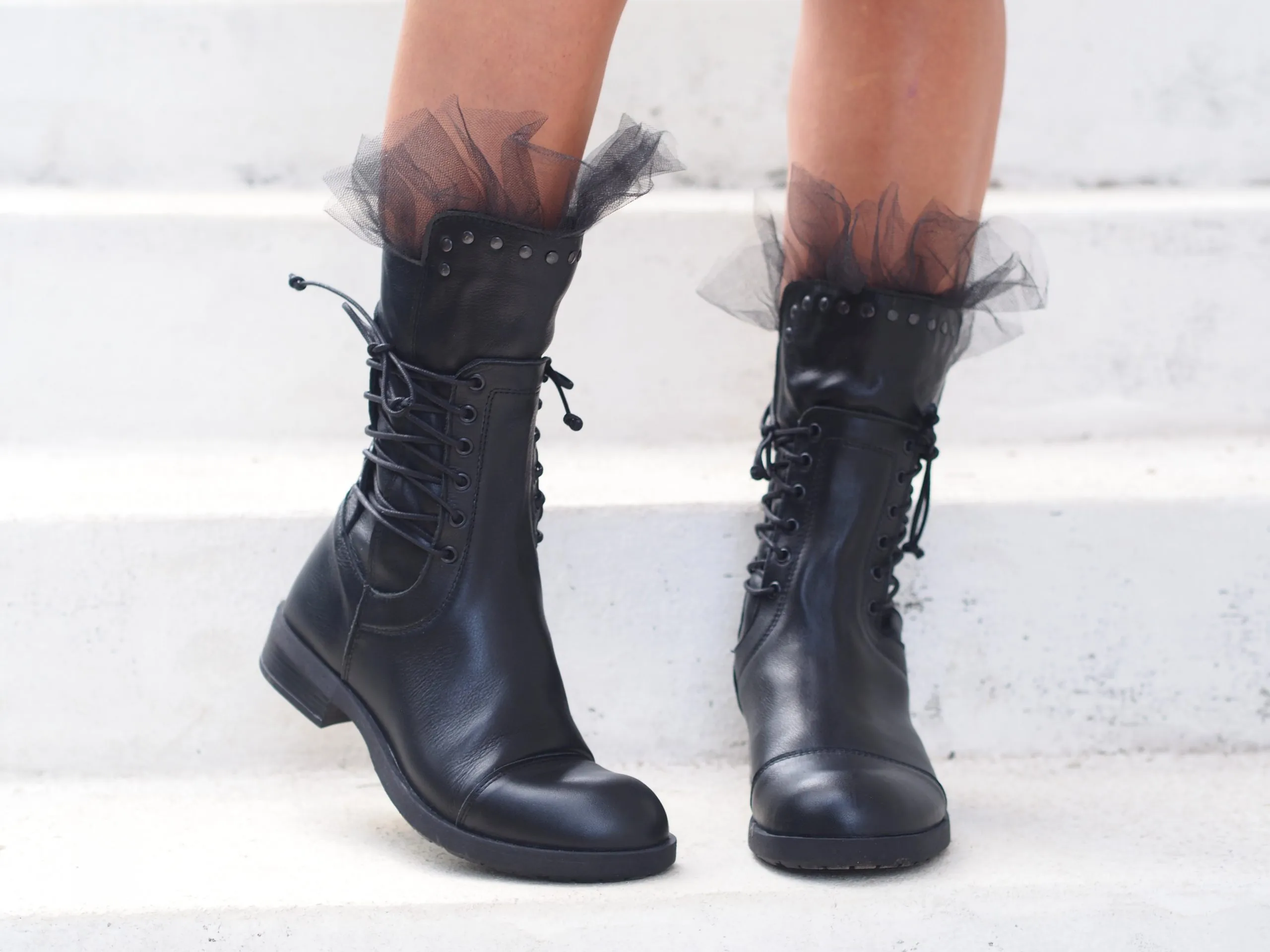 Black genuine leather boots/woman genuine leather boots/woman casual boots