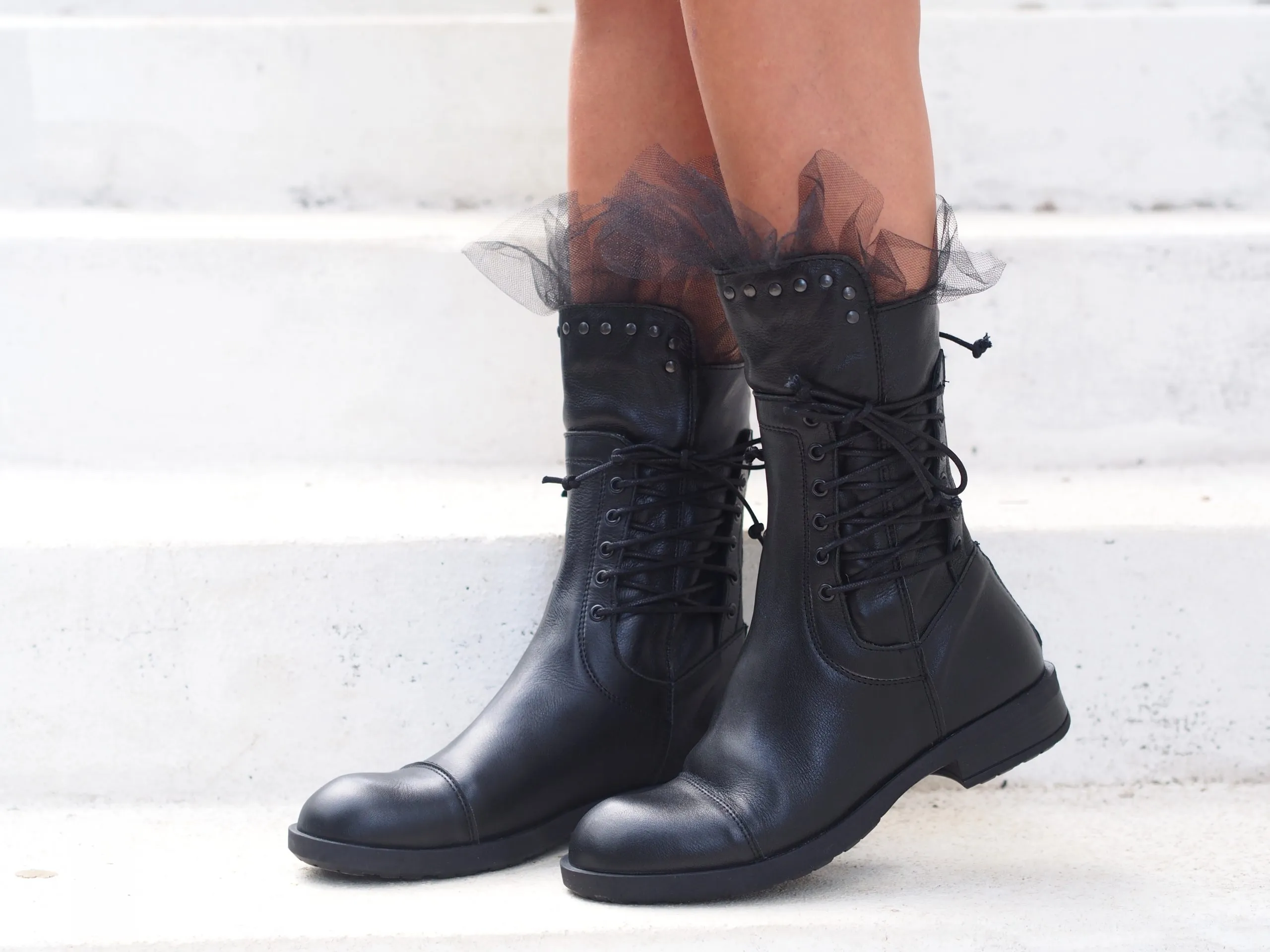 Black genuine leather boots/woman genuine leather boots/woman casual boots