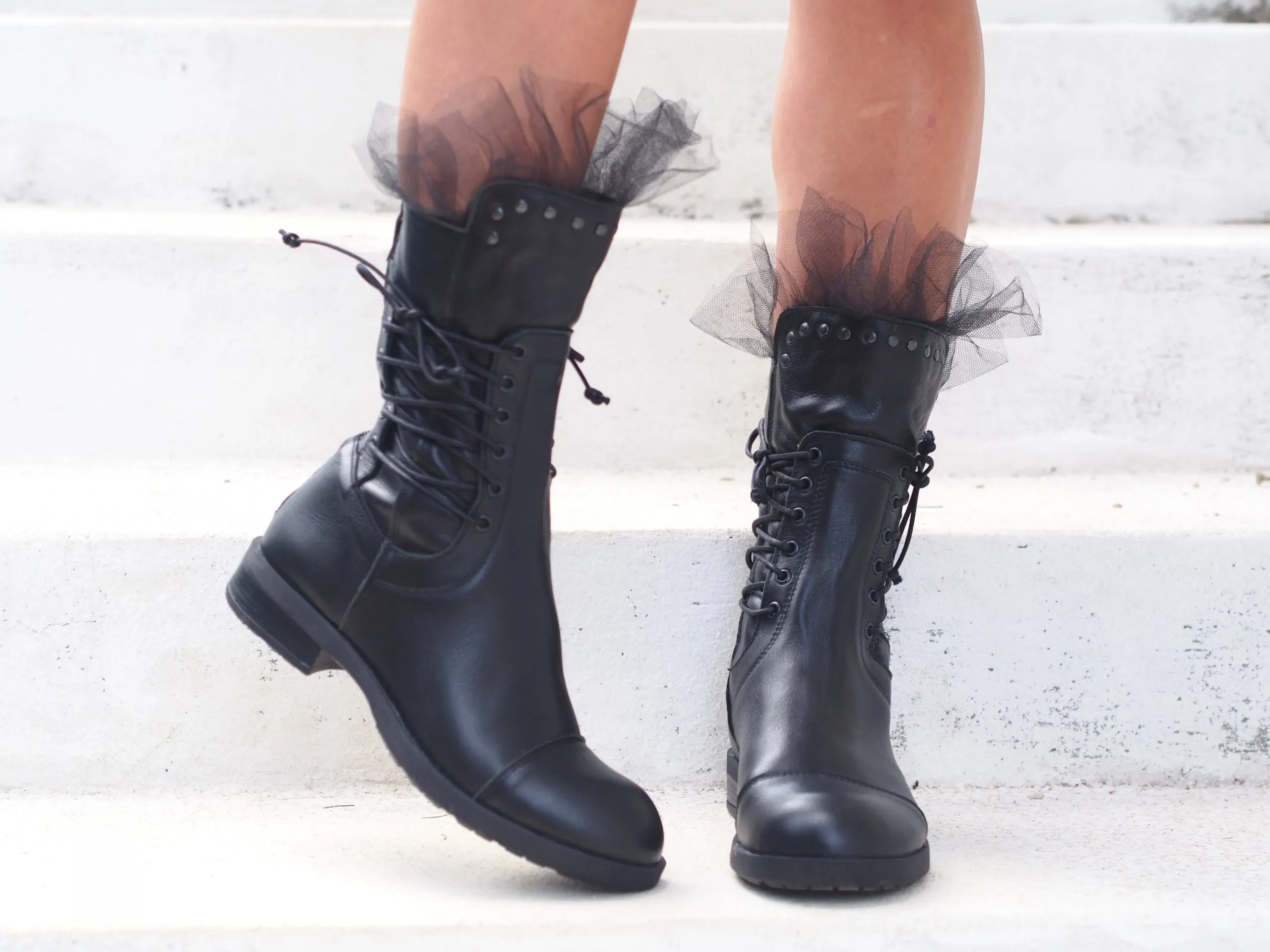 Black genuine leather boots/woman genuine leather boots/woman casual boots