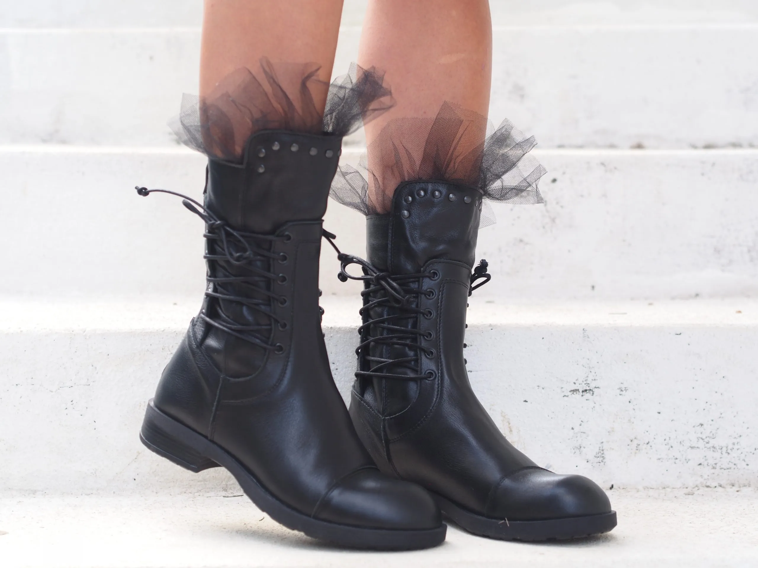 Black genuine leather boots/woman genuine leather boots/woman casual boots