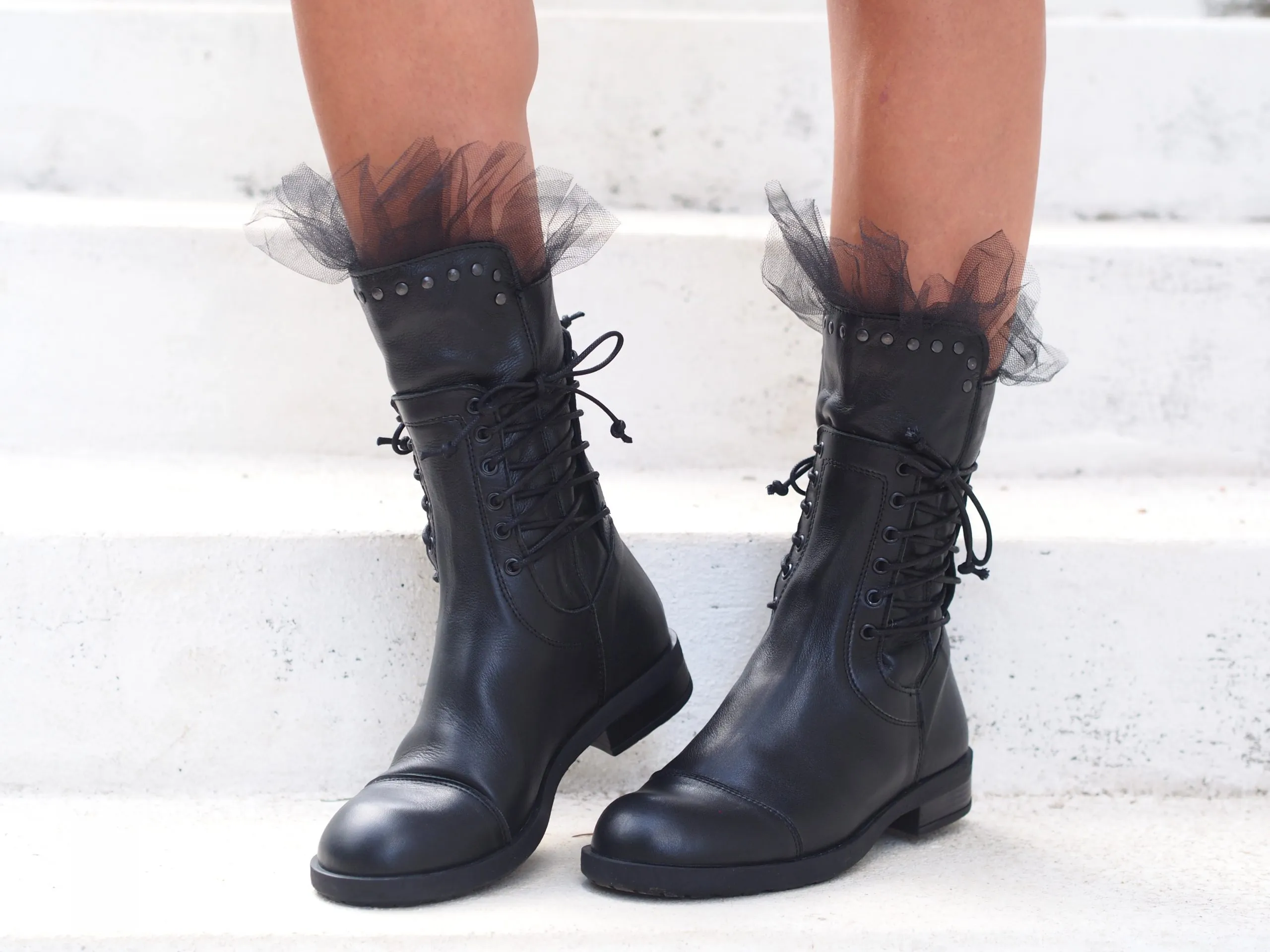 Black genuine leather boots/woman genuine leather boots/woman casual boots