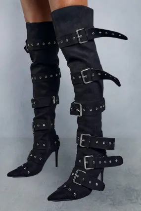 Boots | Over The Knee Buckle Boots | MissPap