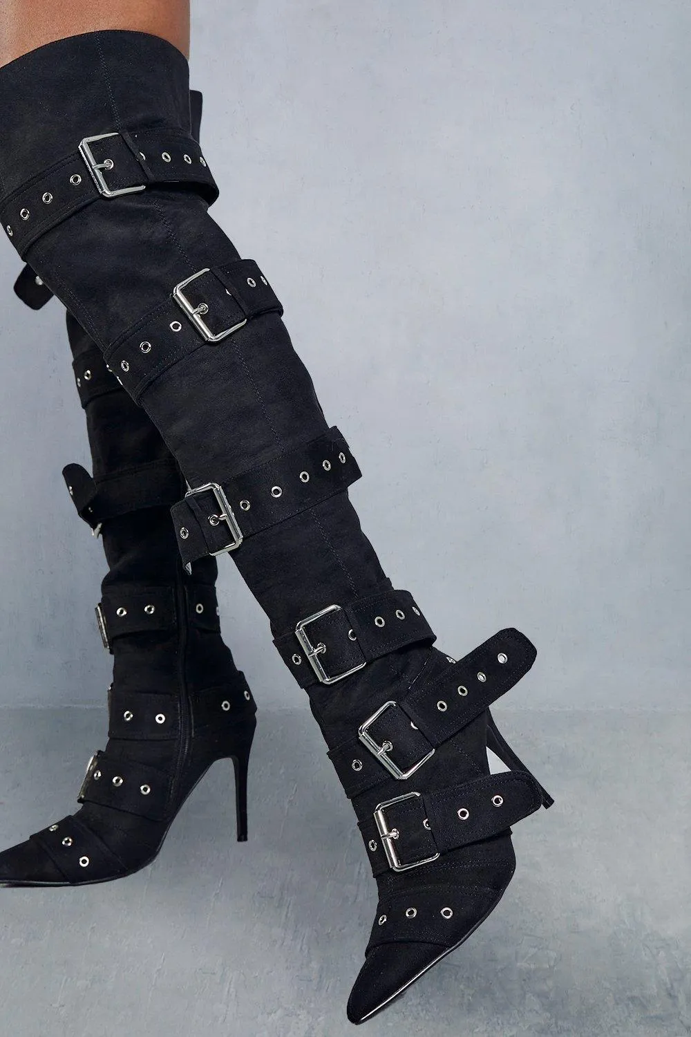 Boots | Over The Knee Buckle Boots | MissPap