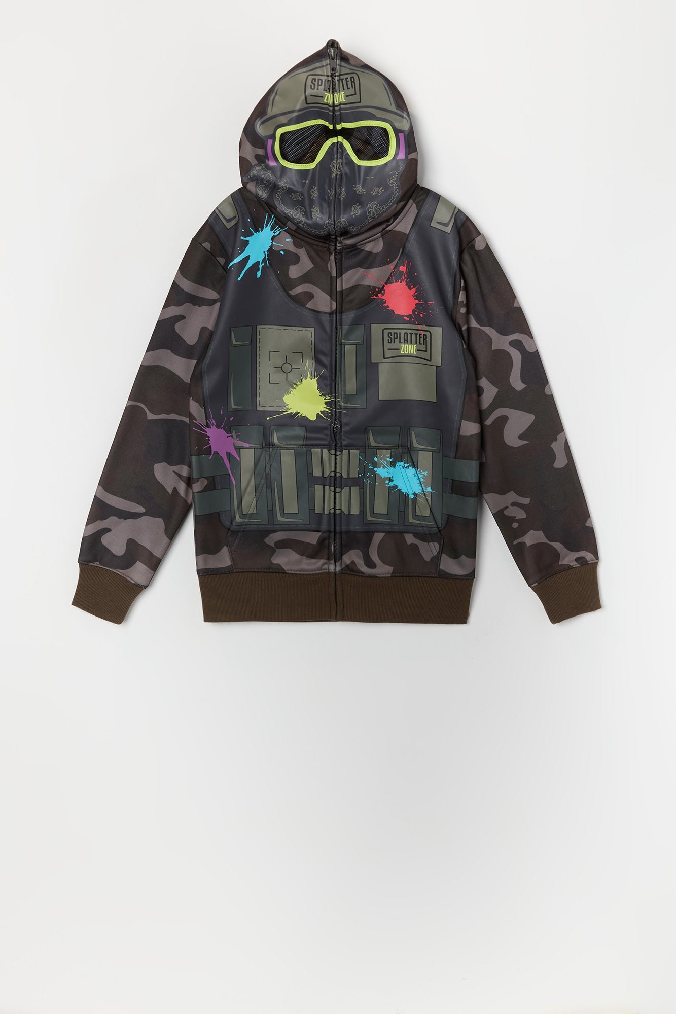 Boys Camo Man Print Full Zip Hoodie