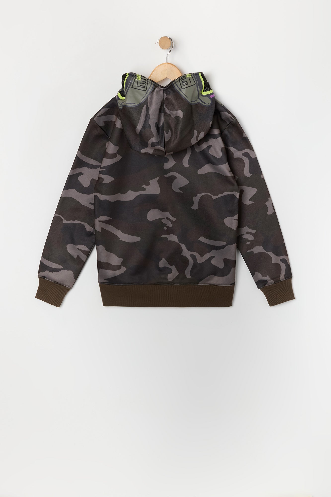 Boys Camo Man Print Full Zip Hoodie