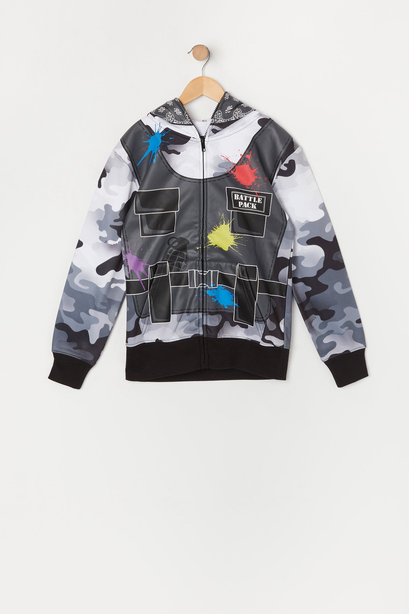 Boys Paintball Print Full Zip Hoodie