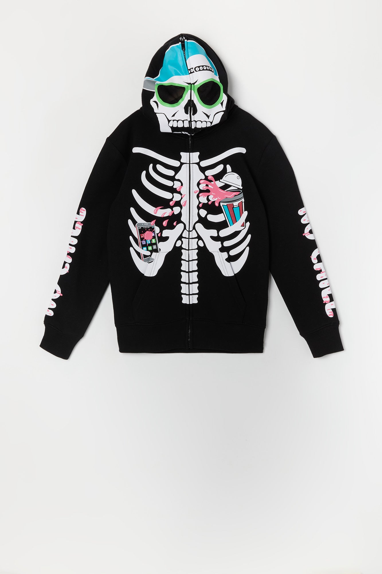 Boys Skeleton Man Print Full Zip Hoodie