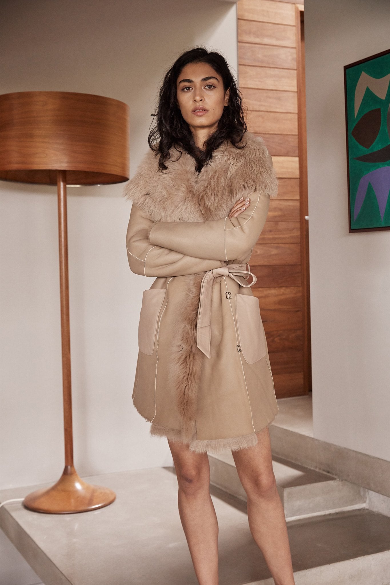 Chelsea Slouch Shearling Coat Biscuit Shearling