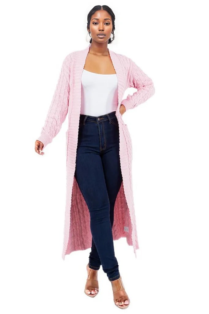 Chic Comfort Maxi Sweater Cardigan |Light Pink