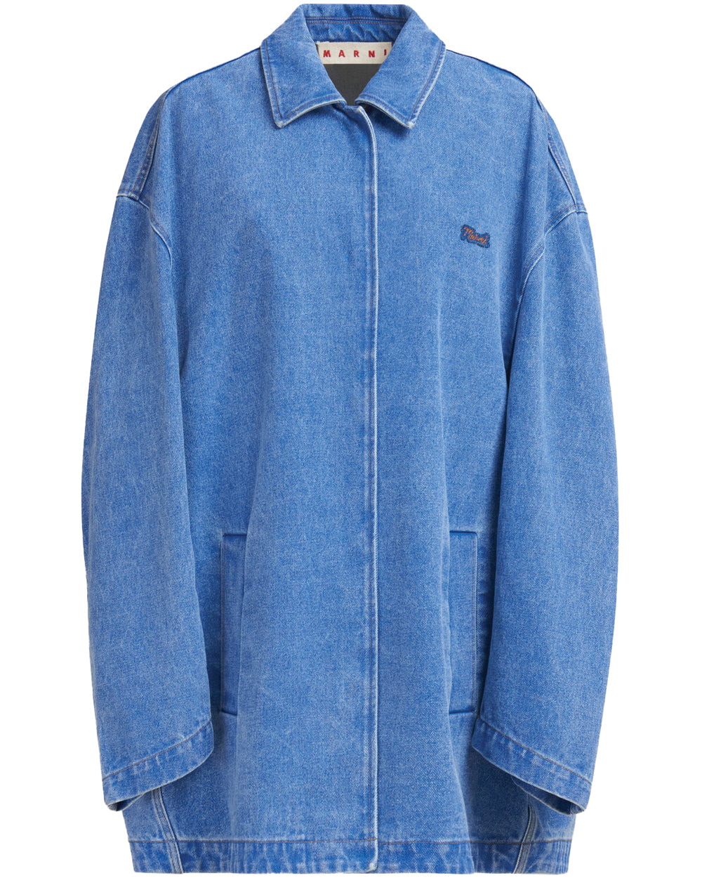 Cobalt Denim Collared Cocoon Jacket