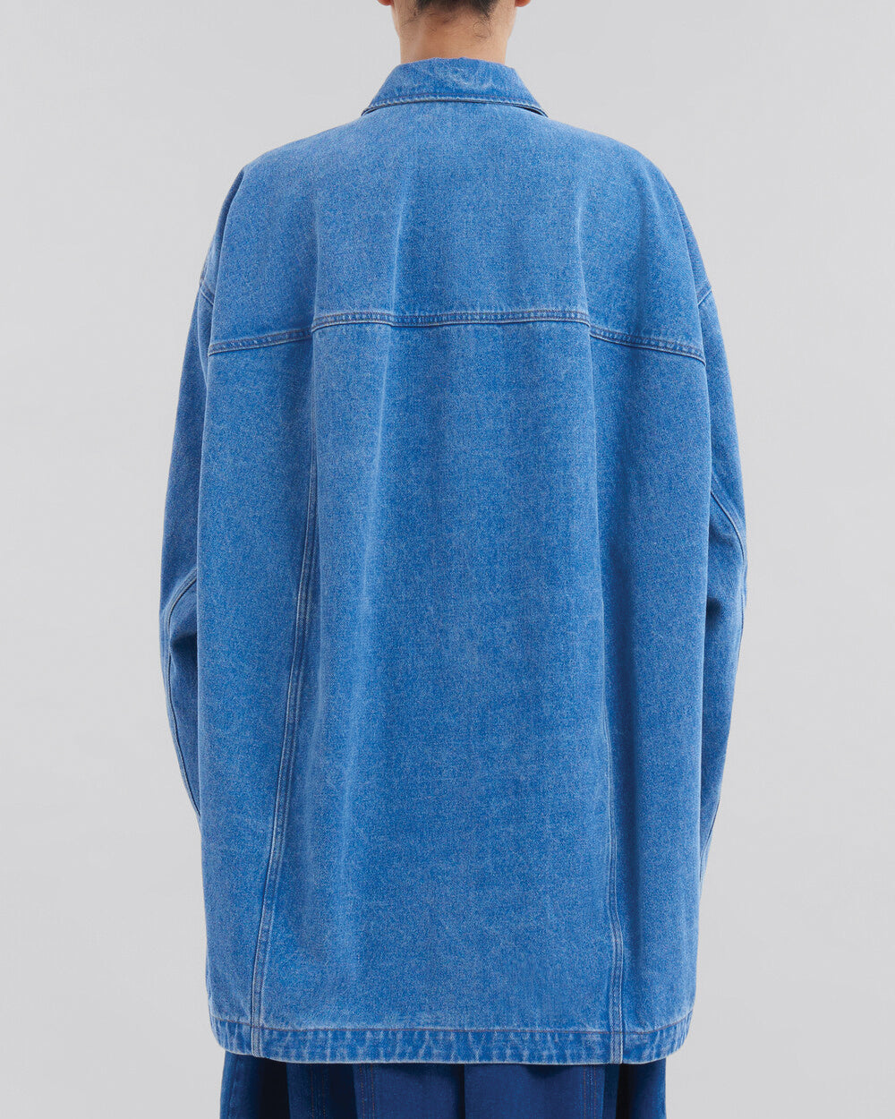 Cobalt Denim Collared Cocoon Jacket