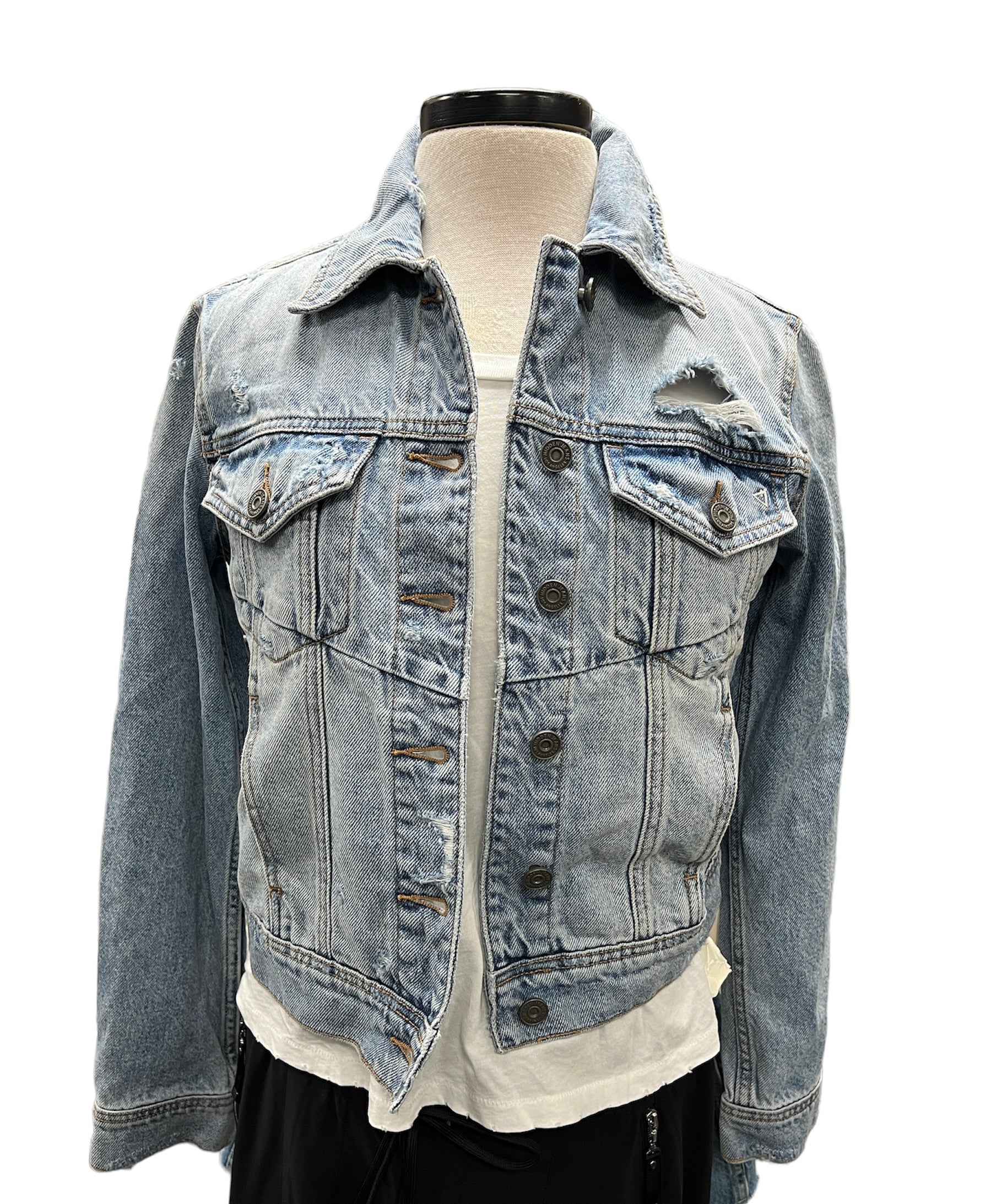 Collab322 Eye Spy Blue Denim Trucker Jacket