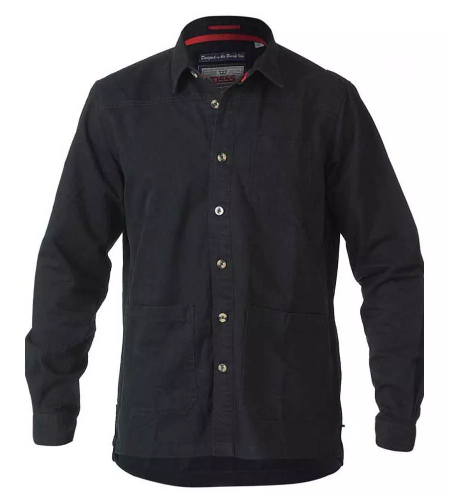 D555 Big Mens Black Heavy Twill Overshirt (RAMSEY BLACK)