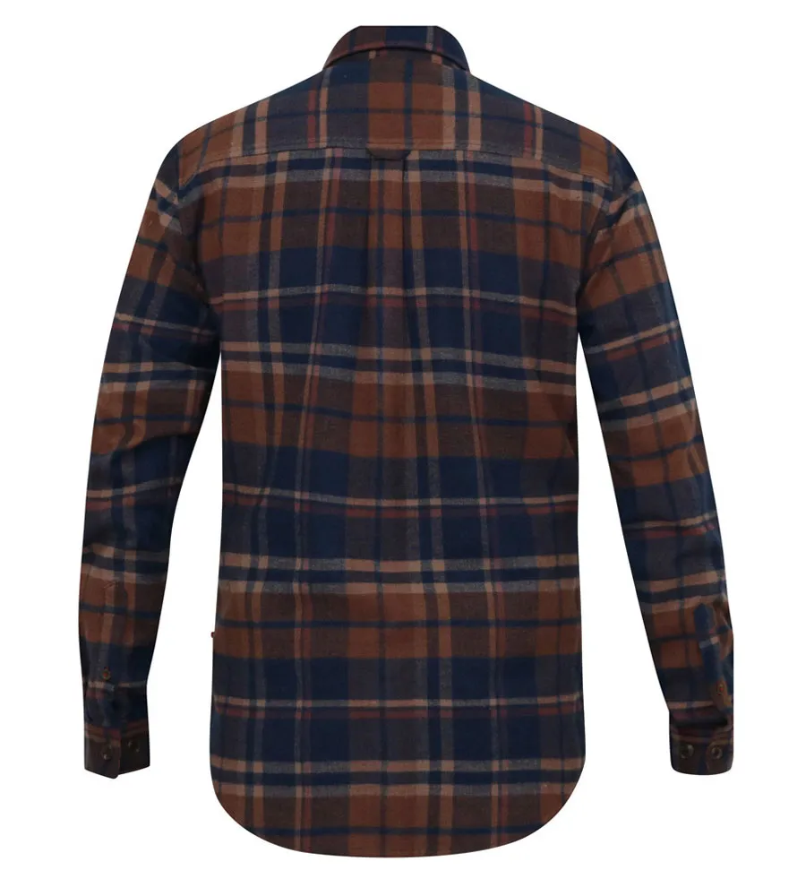 D555 Big Mens Long Sleeve Check Overshirt With Two Patch Pockets (SHERLOCK)