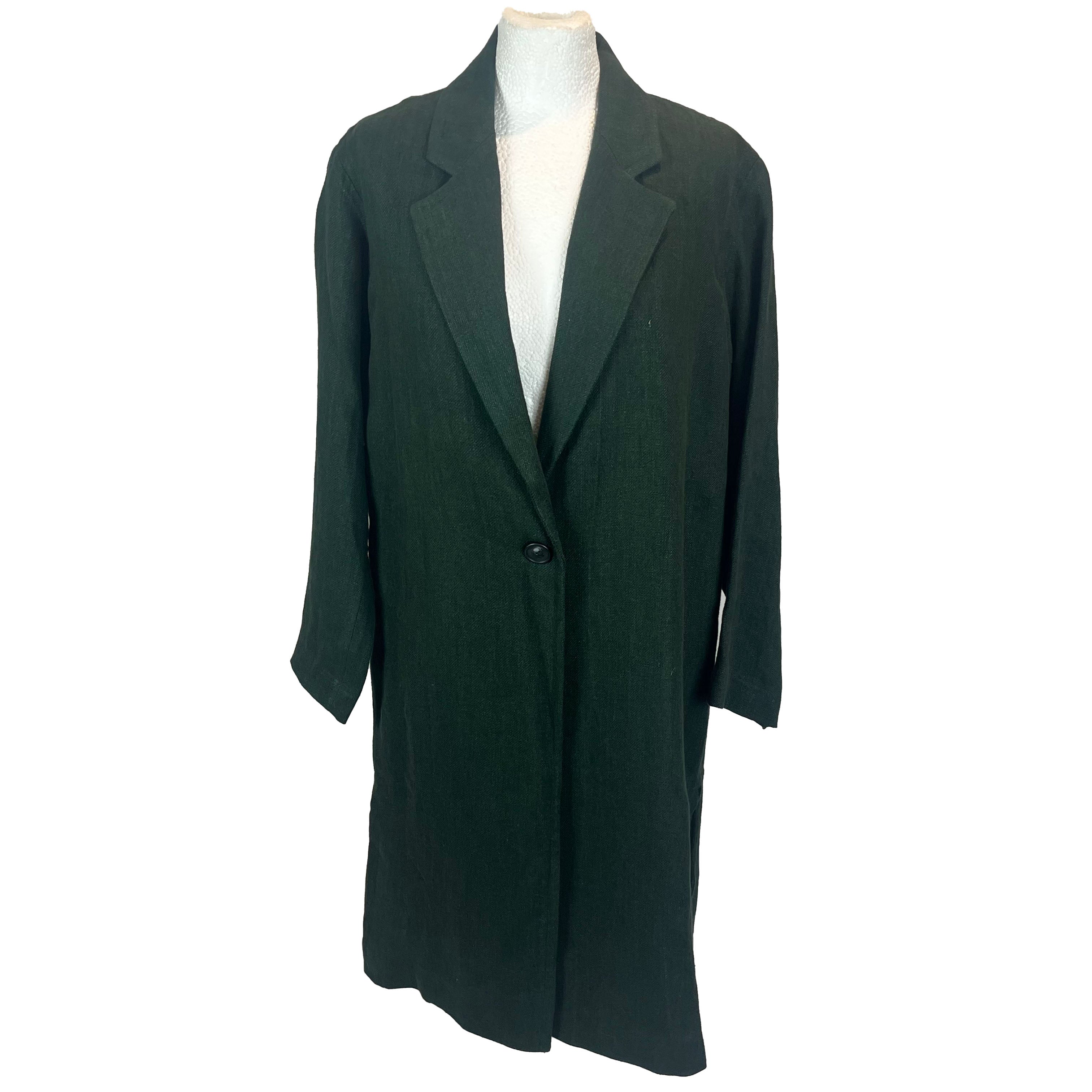 Diega Brand New Forest Green Linen Unlined Coat XS/S/M