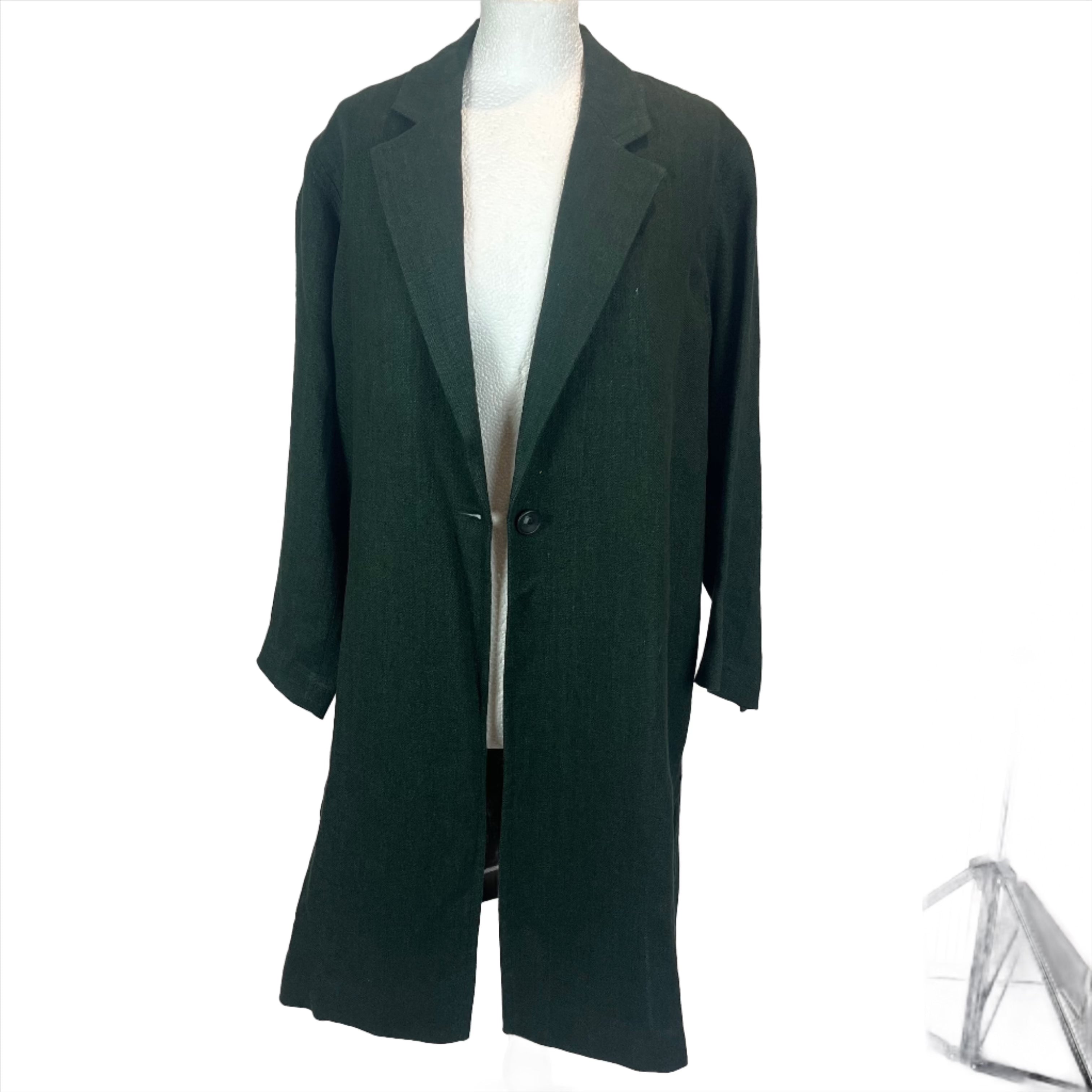 Diega Brand New Forest Green Linen Unlined Coat XS/S/M