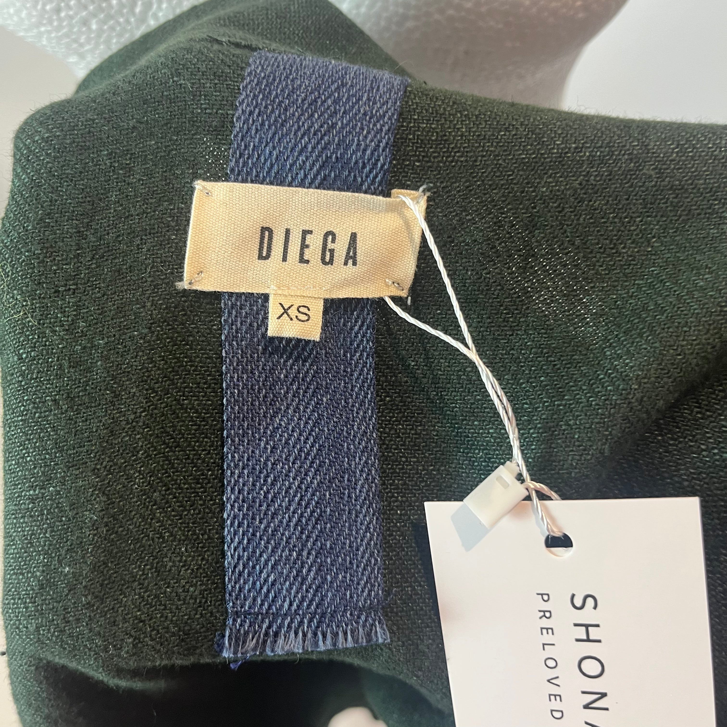 Diega Brand New Forest Green Linen Unlined Coat XS/S/M