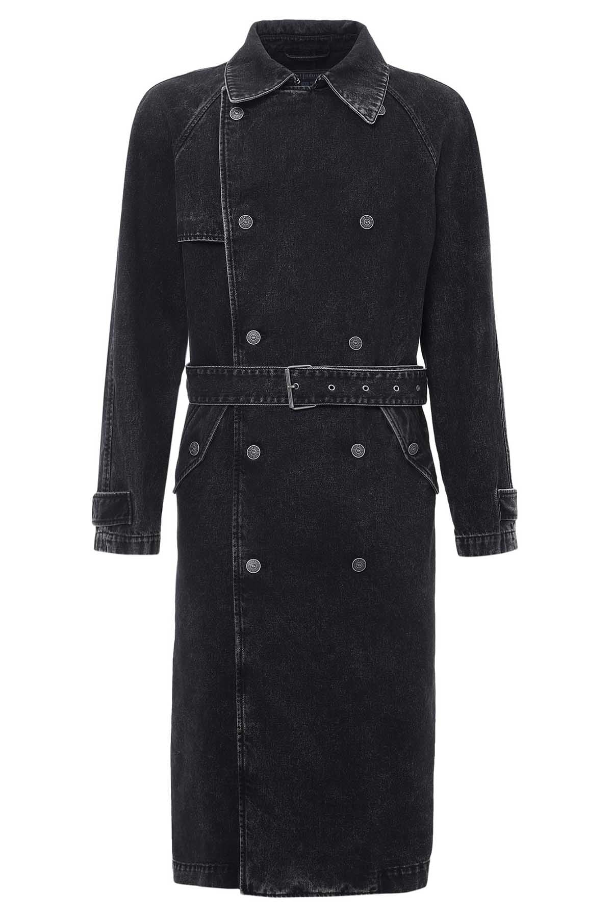 Diesel Belted Mid-Length Denim Trench Coat