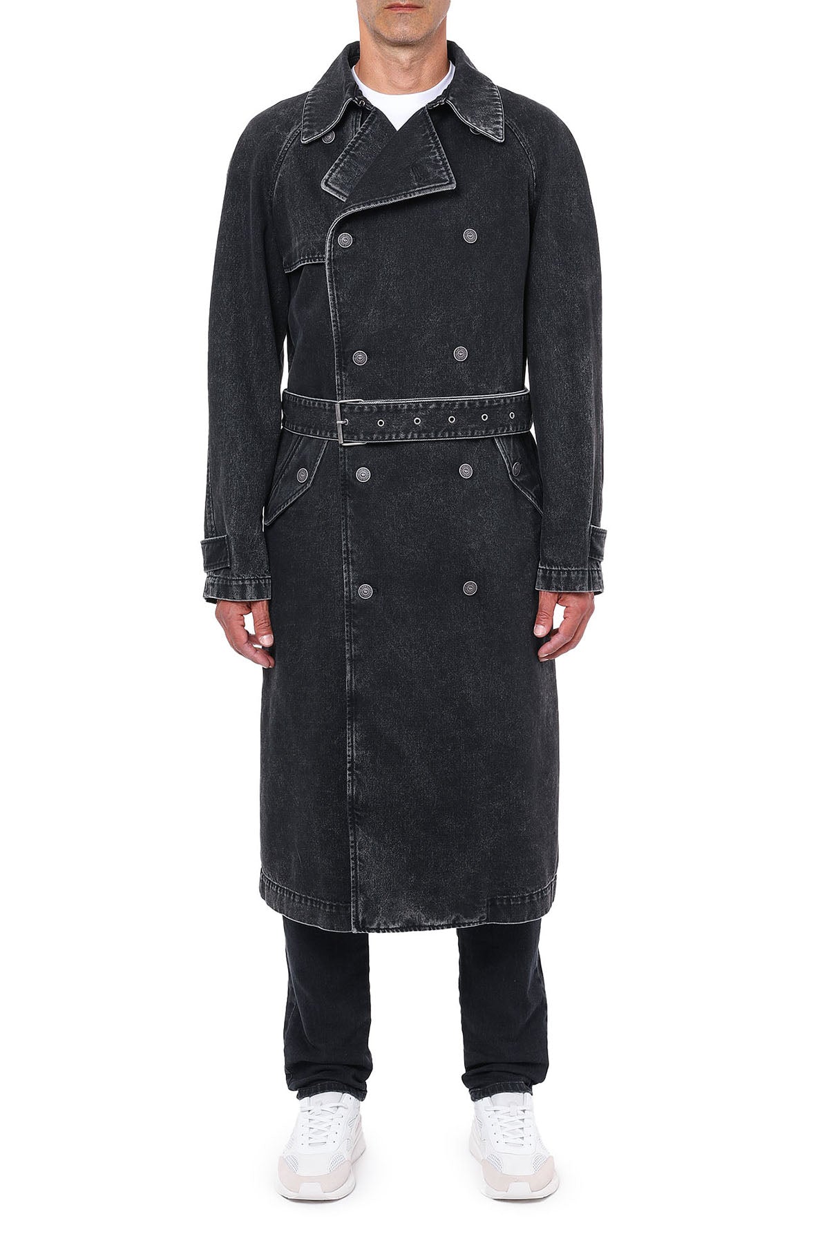 Diesel Belted Mid-Length Denim Trench Coat